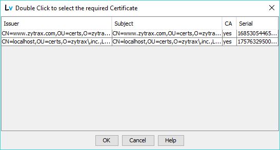 Client Keystore - Certificate Chooser