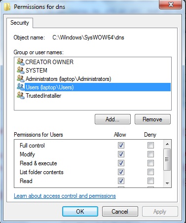 Windows 7 add users and permissions